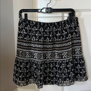 Madewell Black and Grey Boho Print Mini Skirt